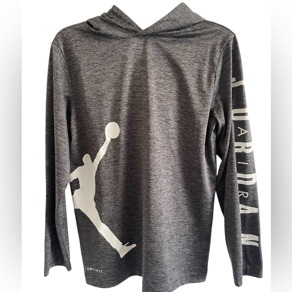 Air Jordan Dri-Fit Hoodie Boys Gray Long Sleeve Pullover Size 10/12